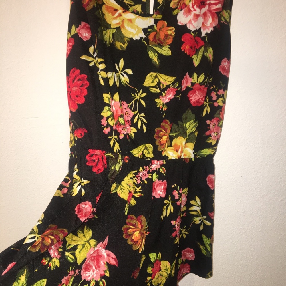 Black floral romper